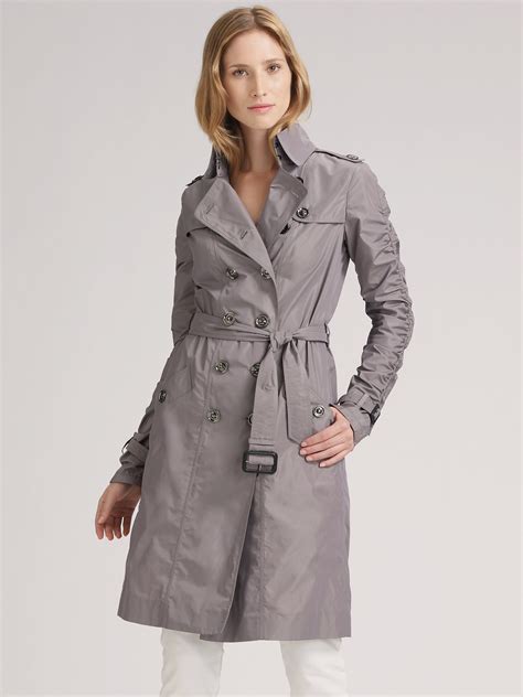 burberry brit women's grey wool blend double breasted coat|Burberry trench coat waterproof.